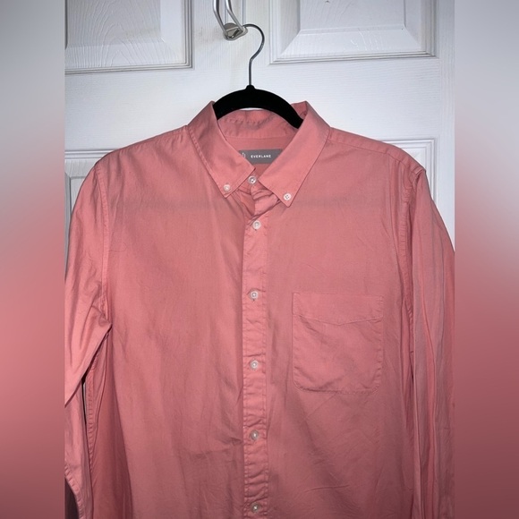 EVERLANE Men’s Peach Cotton Button Down Long Sleeve Oxford Fitted Shirt - Picture 3 of 7